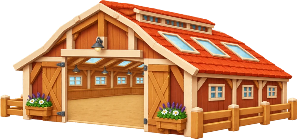 A large wooden training stable