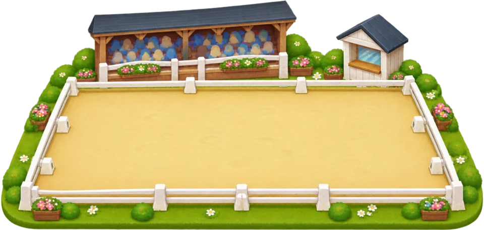 Dressage arena with grandstand seating